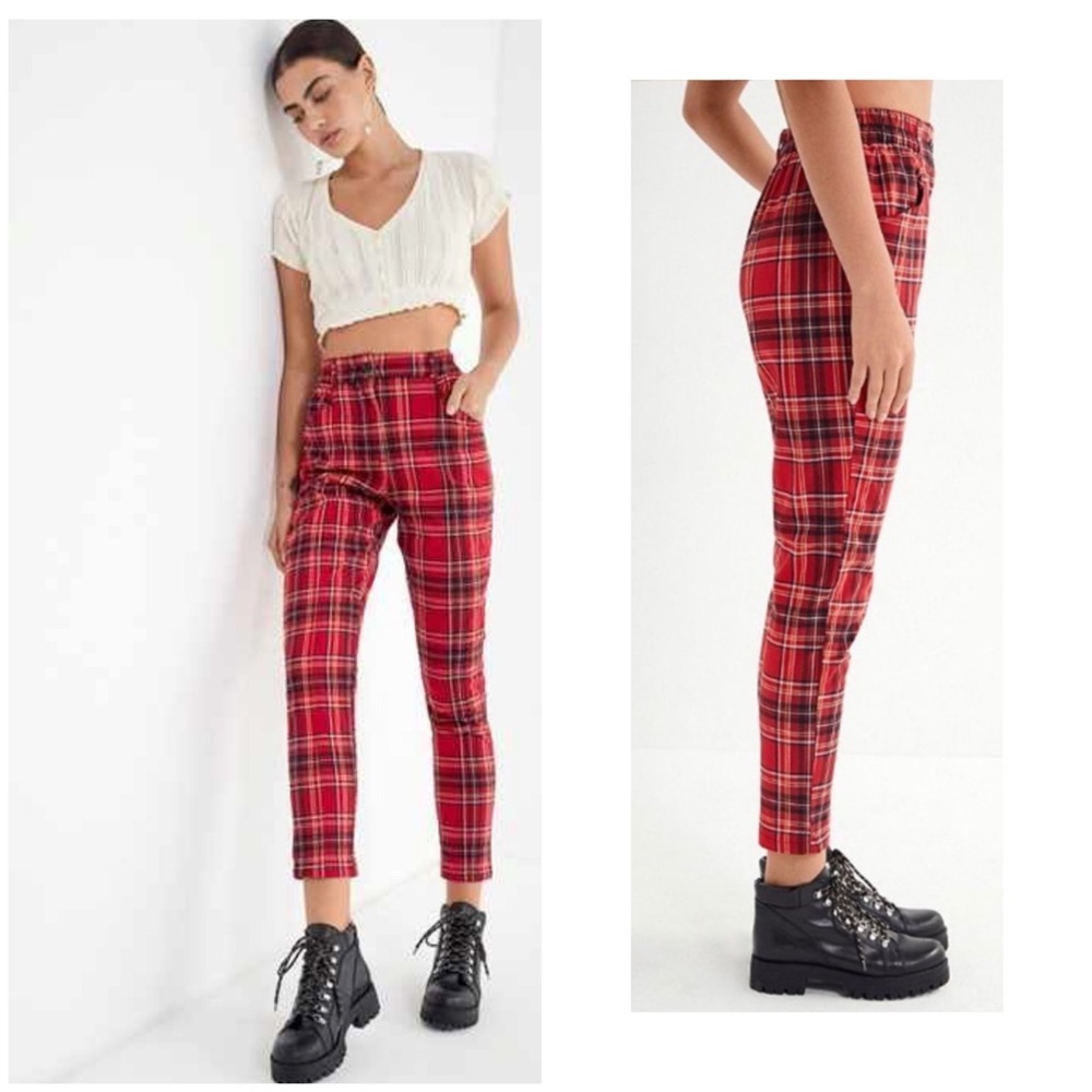 UO Red Tapered Mom Pants